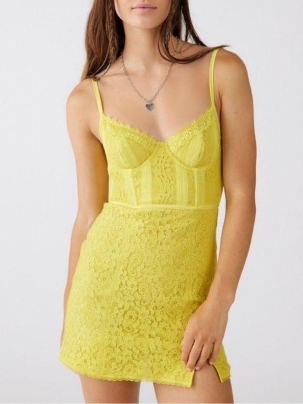 NWT Urban Outfitters yellow lace corset summer dress